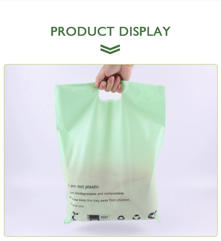 Custom Logo Design Printed Biodegradable PLA+Pbat Carrier Punch Hole Handle Shopping Plastic Die Cut Bag