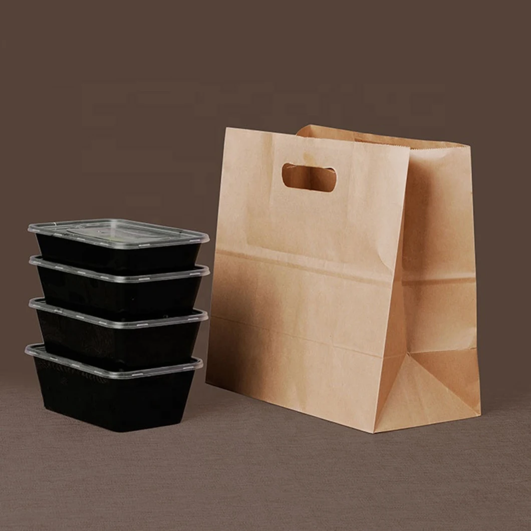 Gift Die-Cut Paper Bag for Grocery Take Away Carry out Kraft Paper Bags