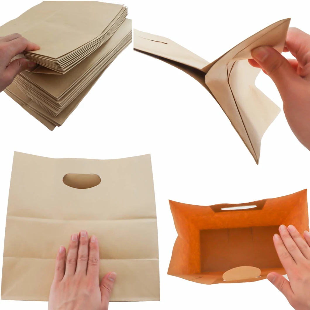 Recyclable Customize Die Cut Brown Kraft Printed Paper Bag