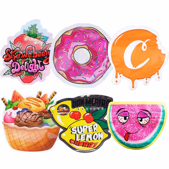 Borsa in Mylar con fiori unici e irregolari Sacchetti di plastica fustellati a forma speciale stampati personalizzati